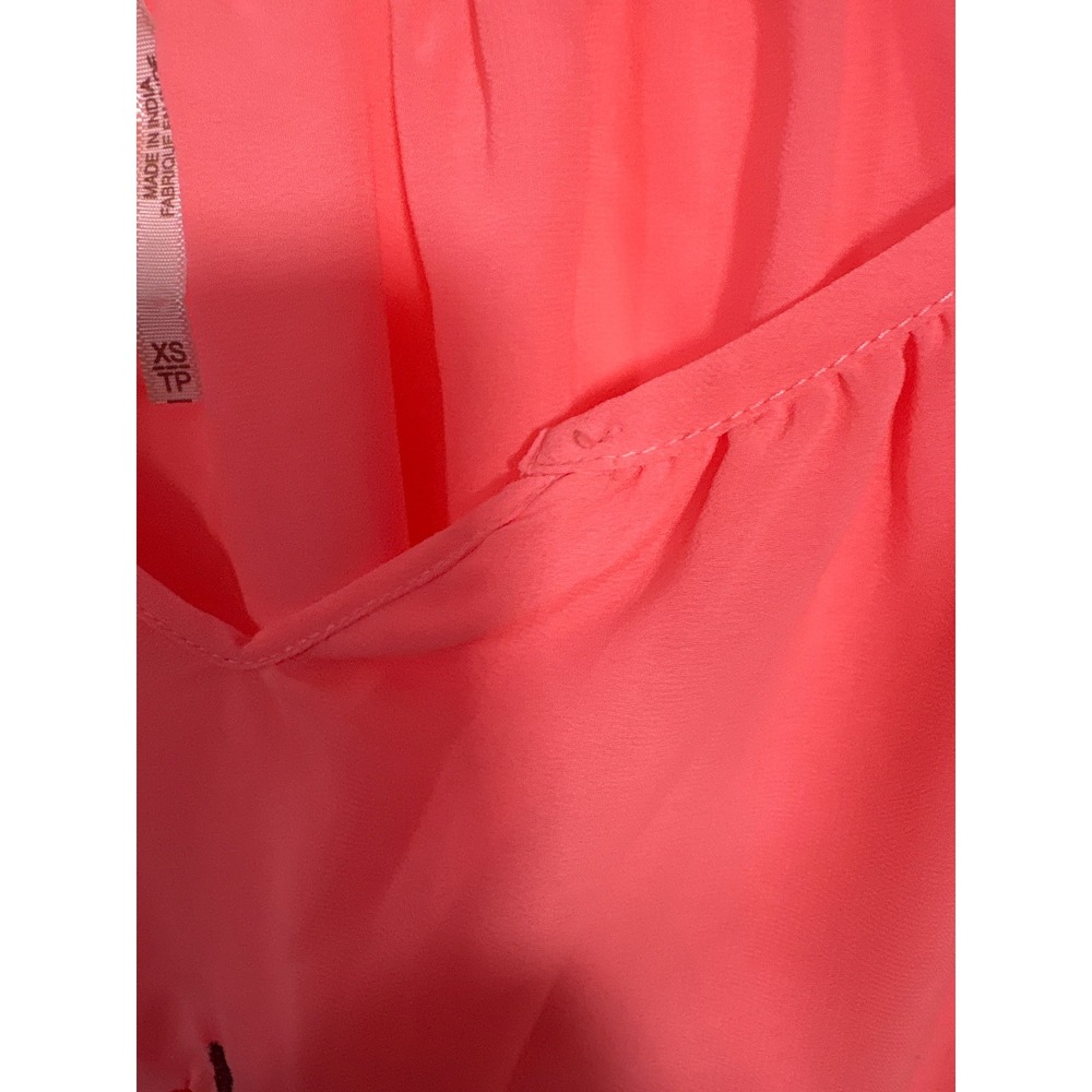 Free People Embroidered Peasant Blouse Coral Floral Boho Long Sleeve Size XS - Picture 10 of 11